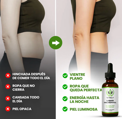 Gotas de Clorofila Vitaly® Desintoxicación Natural-Elimina Toxinas combate la retención de líquidos
