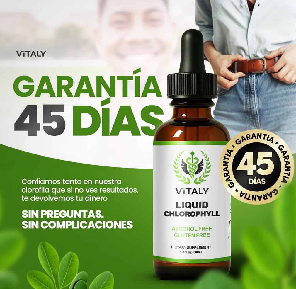 Gotas de Clorofila Vitaly® Desintoxicación Natural-Elimina Toxinas combate la retención de líquidos