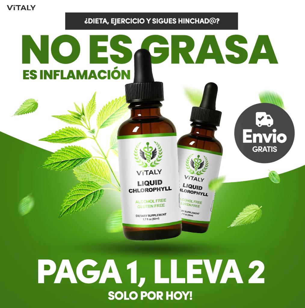 Gotas de Clorofila Vitaly® Desintoxicación Natural-Elimina Toxinas combate la retención de líquidos