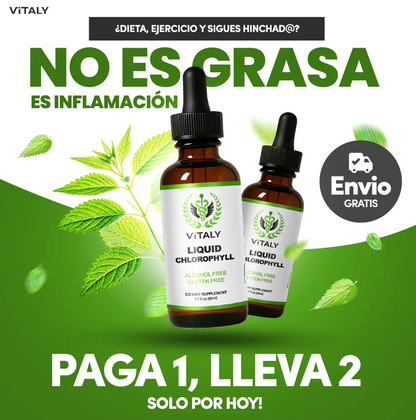 Gotas de Clorofila Vitaly® Desintoxicación Natural-Elimina Toxinas combate la retención de líquidos