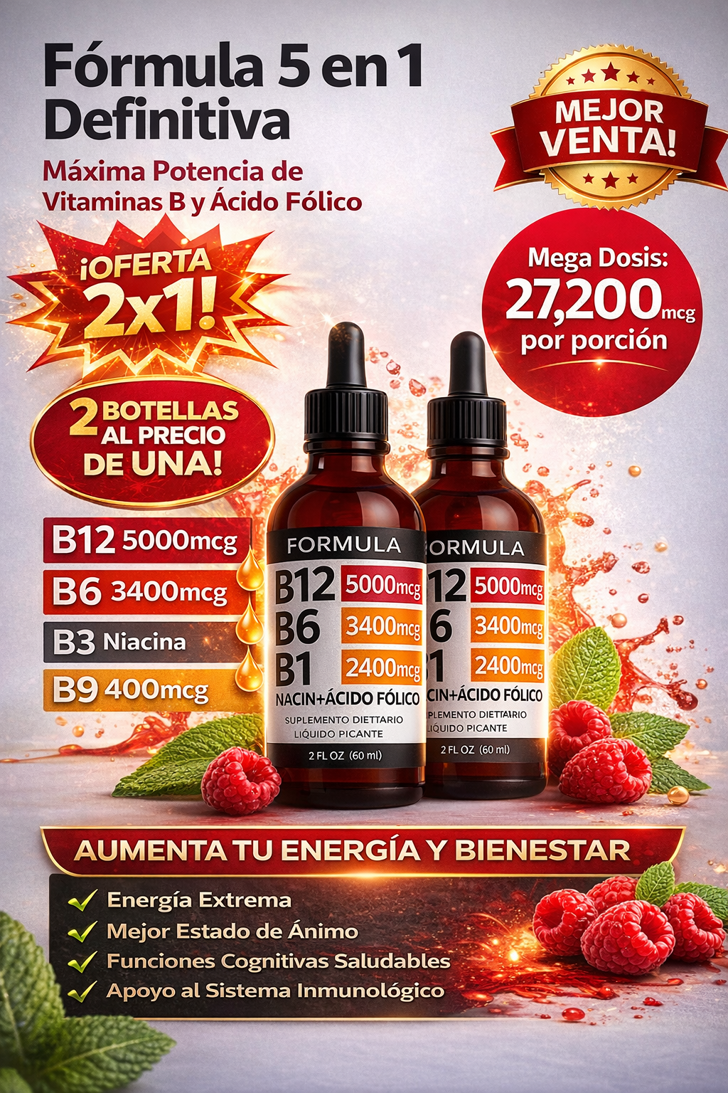 NUBASA- VITAMINAS B12 B6 B1 EN GOTAS - MEJORA TU RENDIMIENTO Y TU METABOLISMO PAGA 1 Y LLEVA 2