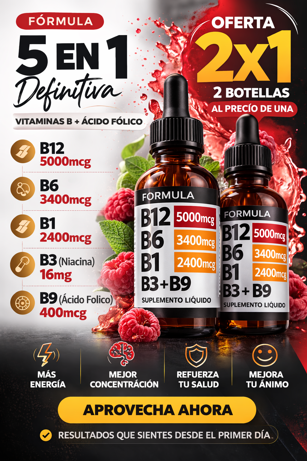 NUBASA- VITAMINAS B12 B6 B1 EN GOTAS - MEJORA TU RENDIMIENTO Y TU METABOLISMO PAGA 1 Y LLEVA 2