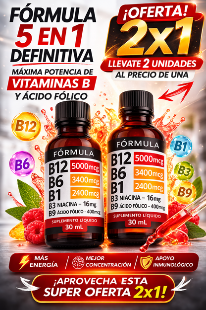 NUBASA- VITAMINAS B12 B6 B1 EN GOTAS - MEJORA TU RENDIMIENTO Y TU METABOLISMO PAGA 1 Y LLEVA 2