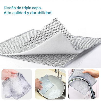 💨🛡️ Kit 6 DishMate® - Paños De Acero Sin Arañazos, Sin Olores, Limpieza En Húmedo Y Seco 🏠✨