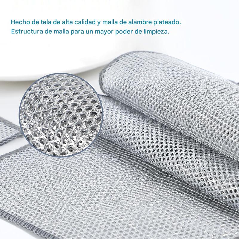 💨🛡️ Kit 6 DishMate® - Paños De Acero Sin Arañazos, Sin Olores, Limpieza En Húmedo Y Seco 🏠✨